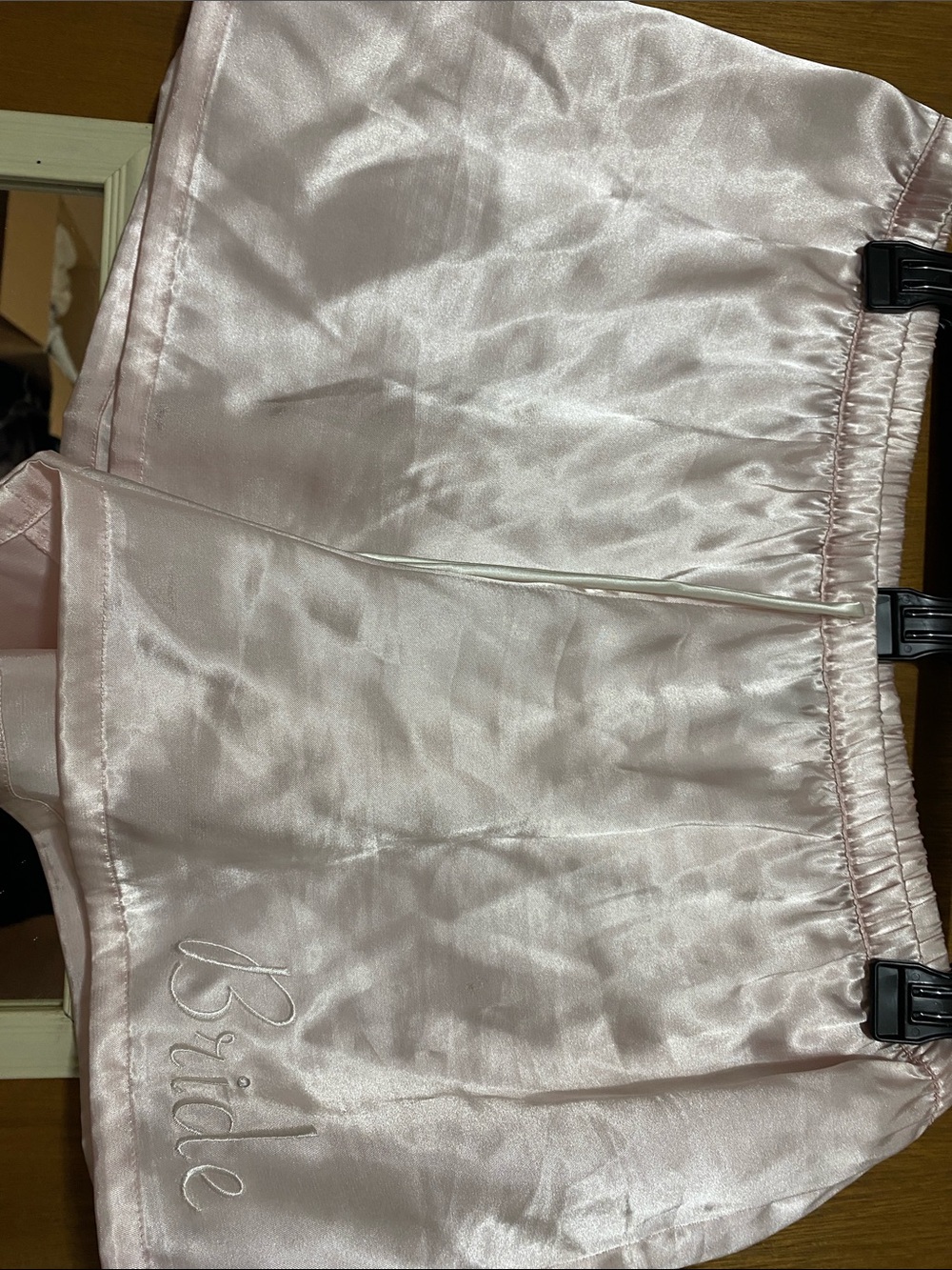 Satin 'Bride' Shorts in Soft Pink - Women's Bridal Loungewear